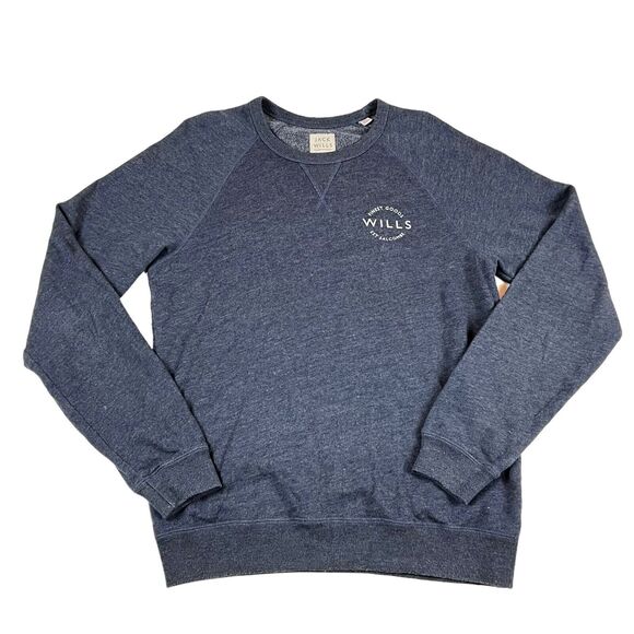 Jack Wills Gray Sweatshirt Jumper Mens M "Finest Goods" Circle Chest Logo Soft! - Picture 1 of 10